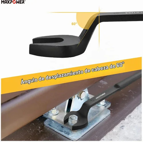 Vista 4 de Llave inglesa MAXPOWER, apertura nominal de 1 pulgada Llave de hierro desplazada de 60° ideal para montaje de acero, aplicaciones de construcción