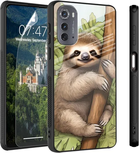 Vista 9 de Funda para Motorola Moto Edge 2022, cubierta trasera de vidrio templado con protector de pantalla, funda protectora a prueba de golpes para Motorola