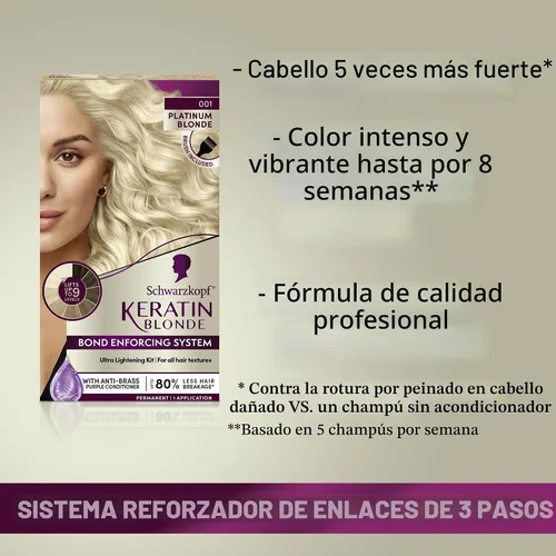 Vista 2 de Schwarzkopf® Keratin Blonde 001 Platinum Blonde Tinte permanente para el Rubio Platino
