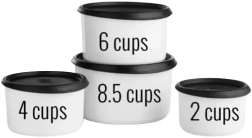 Vista 2 de Tupperware One Touch Topper - Juego de 4 botes apilables con sello negro