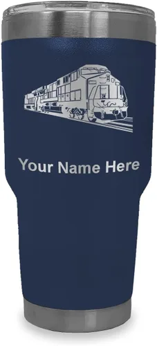 Vista 31 de LaserGram Vaso aislado al vacío de 20 onzas, tren de carga, grabado personalizado incluido (negro)