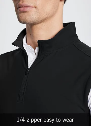 Vista 3 de BALEAF Chaleco sin mangas con cremallera de 14 para hombre, suéter térmico con forro polar para golf, bolsillos, senderismo, correr, campamento