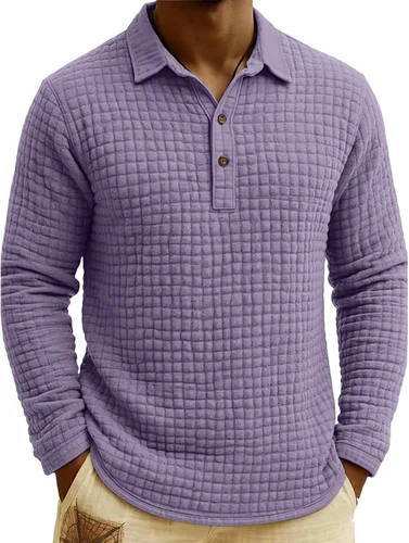 Vista 18 de Polo de punto para hombre, manga larga, ligero, informal, con cuello