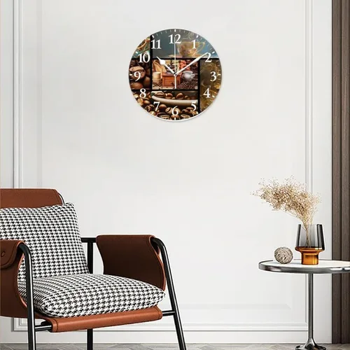 Vista 3 de Reloj de pared con movimiento de barrido sin tictac, funciona con pilas, relojes de pared analógicos decorativos para dormitorio, oficina, sala