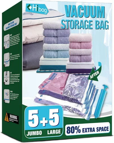 Vista 18 de Bolsas de almacenamiento al vacío, 10 bolsas pequeñas de ahorro de espacio con sello al vacío, bolsas de espacio, bolsas de sellador al vacío