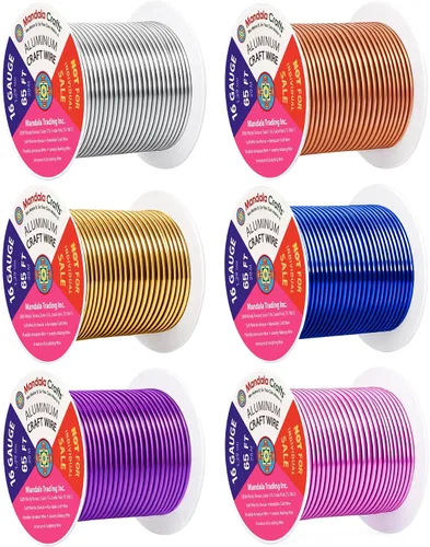 Vista 264 de Mandala Crafts - Alambre de aluminio anodizado de calibre 22 para hacer joyas - 137.2 m de alambre flexible surtido y coloreado - Doble para bonsái