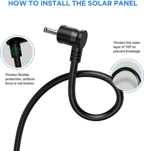 Vista 6 de OLAIKE Panel solar para batería Ring Stick Up Cam y enchufe, cable impermeable de 12 pies, fuente de alimentación continua, no necesita reemplazo