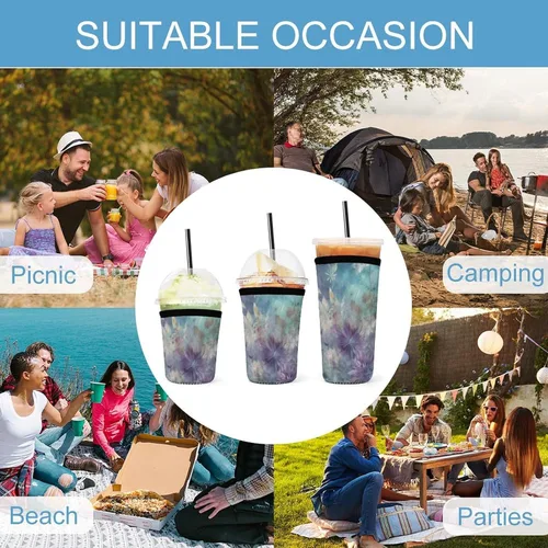 Vista 8 de And Green Reusable Insulated Neoprene Iced Coffee Cup Sleeves 3 Sizes Diving Material Cup Durable Beverage Covers for Cold Coffee Tea Drinks