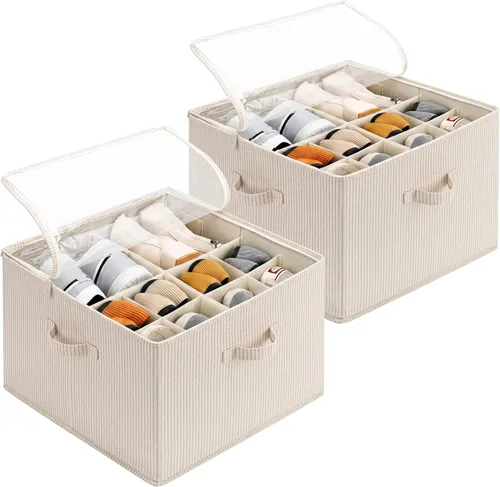Vista 23 de Organizador de zapatos StorageWorks para clóset, cabe hasta 16 pares, contenedores de almacenamiento para zapatos con divisores ajustables y Beige