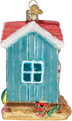 Vista 4 de Old World Christmas Adorno de casa, azul playa 3.75 x 3