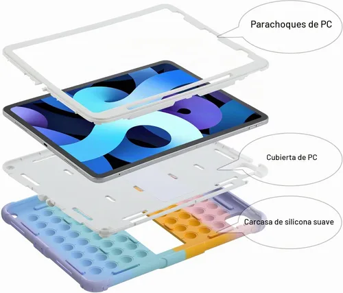 Vista 3 de Funda XZC para iPad Pro 12.9, arcoíris 2 Compatible con 2022/2021/2020/2018, 6ª/5ª/4ª/3ª generación, resistente, a prueba de golpes, 12.9 pulgadas