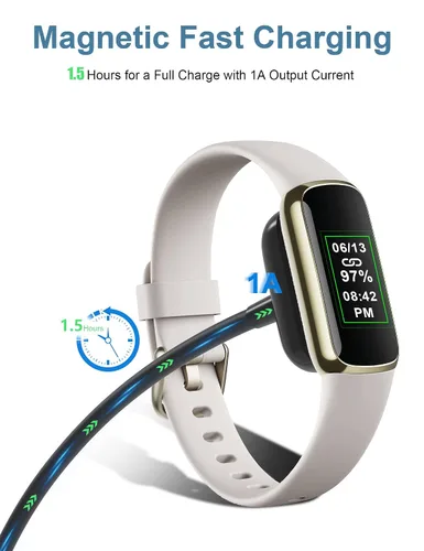 Vista 3 de Cargador compatible con Fitbit Charge 6/Charge 5/Luxe Cable de carga de repuesto para Fitbit Charge 6,5, Luxe Fitness Tracker-3.3 pies/3.3 ft