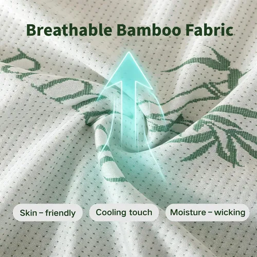 Vista 5 de WhatsBedding Funda de colchón tamaño matrimonial (solo funda), viscosa transpirable hecha de bambú, protector de colchón Verde