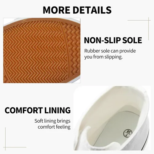 Vista 4 de Zapatillas de deporte de plataforma de cuero PU para mujer, zapatos de tenis blancos para mujer