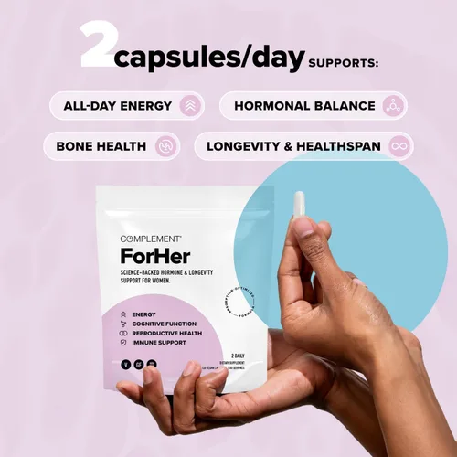 Vista 2 de COMPLEMENT ForHer Multivitamínico con inositol para mujer, suplemento de equilibrio hormonal para mujeres, crecimiento del cabello y apoyo
