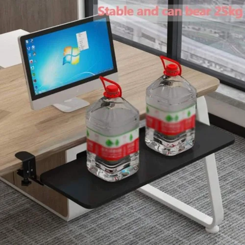 Vista 2 de Bandeja de madera para teclado para debajo del escritorio, soporte ergonómico para teclado, plataforma extraíble ajustable de 21 pulgadas, extensor