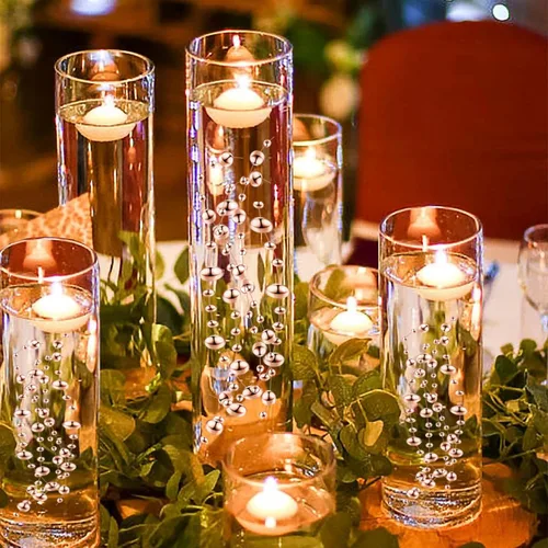 Vista 2 de 50 piezas de decoración de mesa de centro de mesa, relleno de perlas sintéticas de 13 pulgadas para velas flotantes, bodas, comedor, fiesta, centros