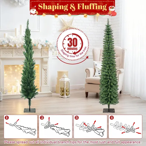 Vista 7 de QBA Árbol de Navidad preiluminado de 7 pies, árbol de Navidad artificial Verde Blanco Cálido