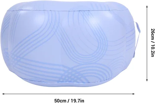 Vista 3 de POCREATION Inflatable Footstool Portable Foot Rest Camping Foot Stool PVC Compact for Outdoor Seat with Blue Stripe Pattern Lightweight for Travel