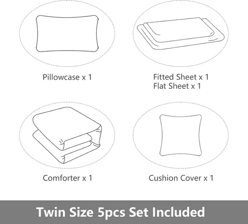 Vista 5 de ROWADALO Juego de ropa de cama en una bolsa de 5 piezas para niños y adultos, juego de edredón para jugadores, juego de cama individual con edredón