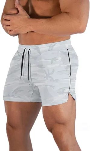 Vista 15 de FLYFIREFLY Pantalones cortos de entrenamiento de gimnasio para hombre, ligeros, atléticos, pantalones cortos para entrenamiento de culturismo