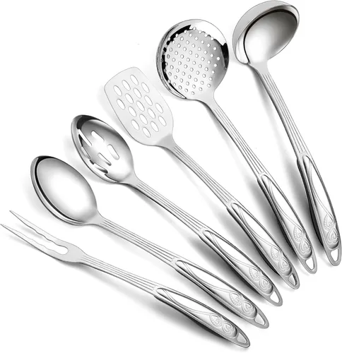 Vista 10 de Berglander Juego de utensilios de cocina de acero inoxidable, 6 piezas, juegos de utensilios de cocina, utensilios de cocina esenciales incluyen