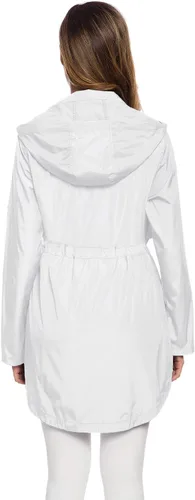 Vista 4 de Avoogue Impermeable largo para mujer con capucha para exteriores, ligera, rompevientos impermeable