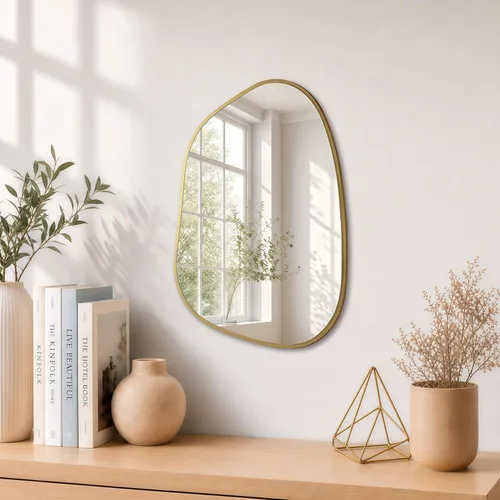 Vista 11 de PERFNIQUE Espejo de pared irregular asimétrico, pequeño espejo negro de 16 x 12 pulgadas para baño, dormitorio, sala de estar, entrada, decoración