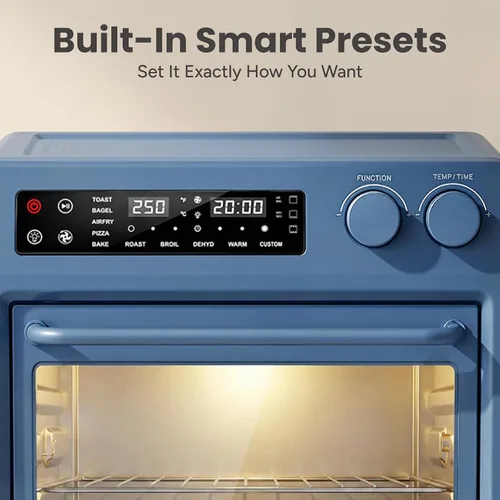 Vista 7 de SMIRLY Combo de horno tostador digital con freidora de aire, horno de encimera de convección de 25 L, multifunción 10 en 1 para pizza de 12 pulgadas