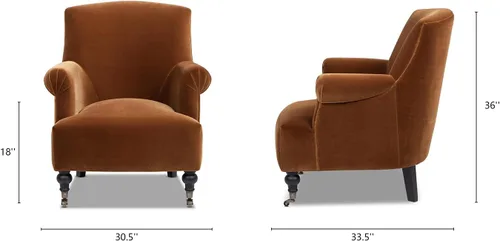 Vista 3 de Jennifer Taylor Home Eloise - Sillón plisado de 30 pulgadas, terciopelo de rendimiento naranja quemado