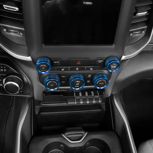Vista 6 de RAZPOY Consola central de aire acondicionado de CA interruptor de radio, anillo de decoración interior accesorios para Dodge RAM 2018-2022, aleación