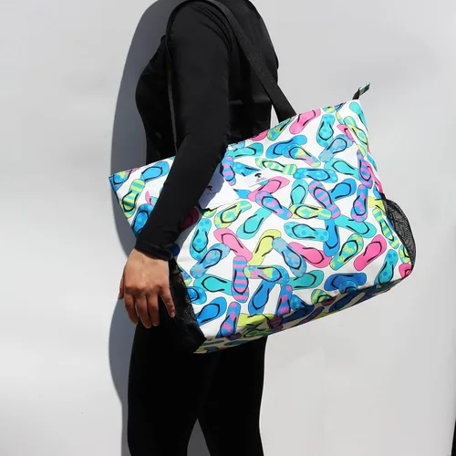 Vista 6 de Bolsa grande de playa resistente al agua, ligera de 20 pulgadas, bolsa grande para mujer, para gimnasio, playa, viajes, piscina, yoga, enfermeras
