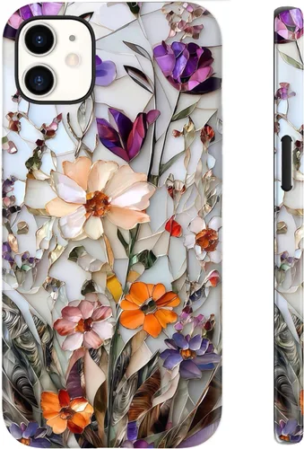 Vista 68 de LUHOURI Funda para iPhone 12 Mini, compatible con carga inalámbrica, doble capa, interior de silicona suave + carcasa exterior dura, bonito diseño