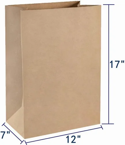Vista 6 de BagDream Bolsas de comestibles de 12 x 7 x 17 pulgadas, 100 bolsas de papel kraft marrón resistente, bolsas de papel reciclable duraderas