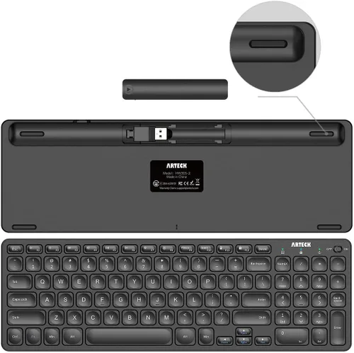 Vista 2 de Arteck Combo de teclado y mouse inalámbricos USB de 2.4G, teclado compacto ultra delgado y mouse ergonómico para computadora, computadora