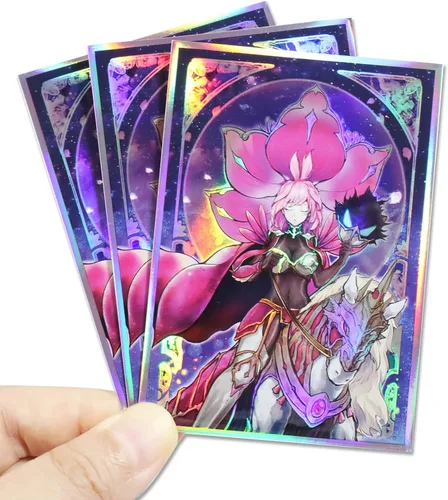 Vista 4 de Fundas holográficas de 50 quilates (Baronne de Fleur) para tarjetas coleccionables con carga superior, protectores de cubierta para YGO/Arte