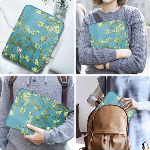 Vista 8 de MoKo 9-11 pulgadas Tablet Sleeve Bag Acolchado Protetivo Estuche de flor (Apricot flower)