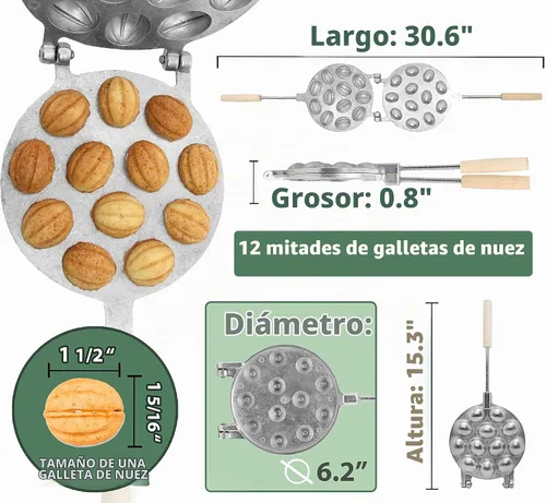 Vista 2 de Molde para galletas de nogal 12 - Oreshki Mold Maker - Moldes para galletas