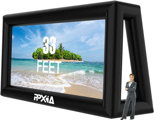Vista 11 de Pantalla de cine inflable para exteriores de 20 pies, pantallas inflables de proyección frontal y trasera con soplador de aire, lo mejor para noches