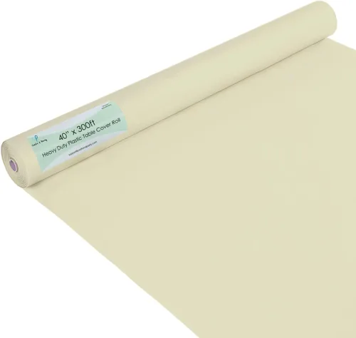 Vista 69 de Rollo de plástico para cubierta de mesa color verde manzana, 40 pulgadas x 100 pies, rollo de plástico resistente para cubierta de mesa de banquetes