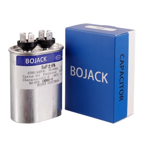 Vista 2 de BOJACK 5 uF ±6% 5 MFD 370V/440V Condensador de arranque ovalado CBB65 para funcionamiento de motor de CA o arranque de ventilador y aire