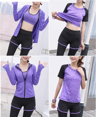 Vista 2 de XPINYT 5 piezas de trajes de entrenamiento para mujer, conjuntos atléticos, trajes deportivos, yoga, gimnasio, fitness, ejercicio, ropa para correr