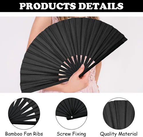 Vista 2 de 4 abanicos de mano con varillas de bambú plegables para baile de línea, estilo chino, rave, plegable, estilo retro, manualidades, encantador
