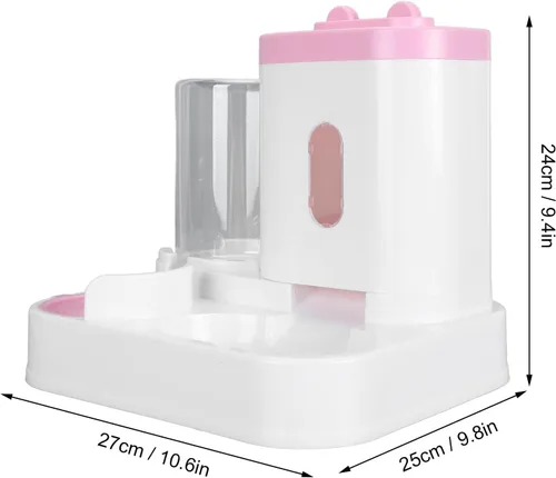 Vista 4 de Juego de comedero y dispensador de agua para mascotas, dispensador automático desmontable de agua de alimentos para gatos con ventana transparente