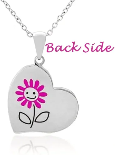 Vista 3 de Collar de regalo de joyería para el día de la madre con corazón grabado con colgante de flor rosa, regalo de hija a madre, joyería para nueva mamá