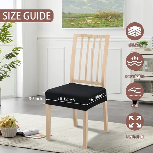 Vista 5 de Fundas para silla de comedor, juego de 2 fundas para sillas de comedor, fundas elásticas de jacquard para sillas de cocina, funda extraíble lavable