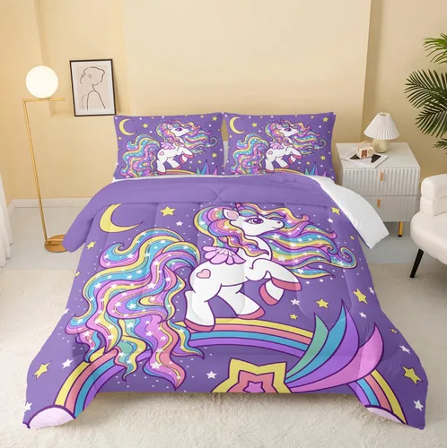Vista 24 de QOOMO Edredón floral de gato tamaño Twin, juego de ropa de cama de gato rosa para niños, adolescentes y niñas, juego de ropa de cama de 3 piezas