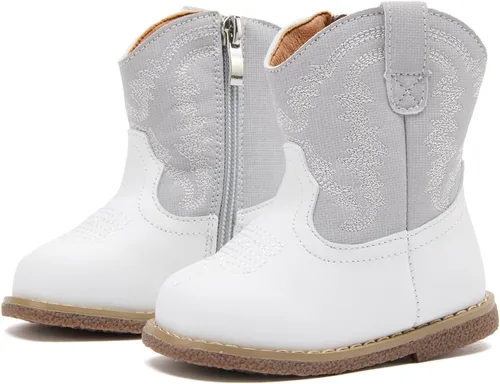 Vista 20 de BMCiTYBM Botas de bebé vaqueras para niño y niña, botas vaqueras occidentales para bebé, botas de vaquero para bebé con punta redonda, botas