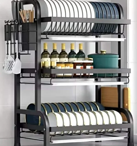 Vista 3 de Escurridor de Platos Premium 3 niveles Organizador Estante de Cocina
