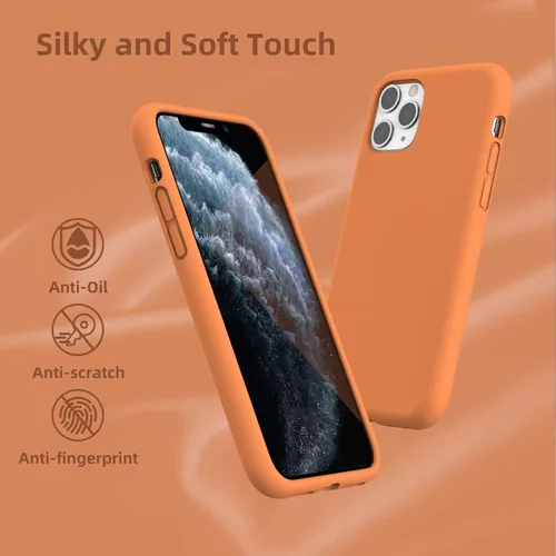 Vista 5 de Funda de silicona líquida compatible con iPhone 11 Pro Max, color naranja [Protección contra caídas]